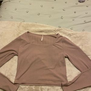 Mauve long sleeve crop top